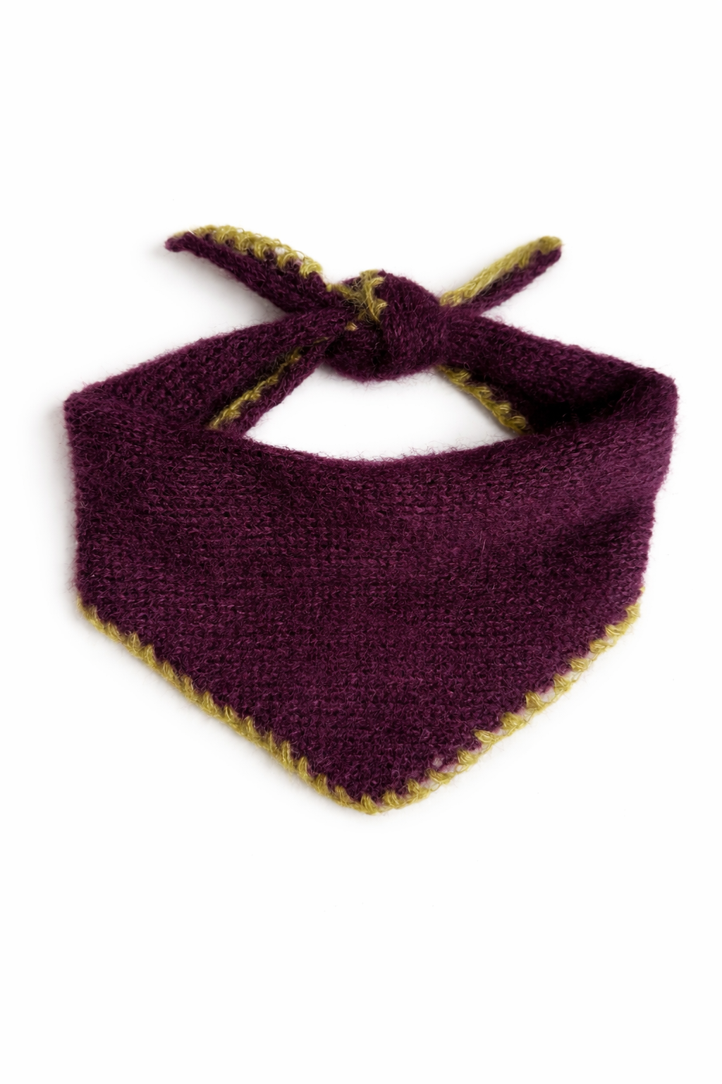 Foulard Mohair Aubergine & Vert Olive