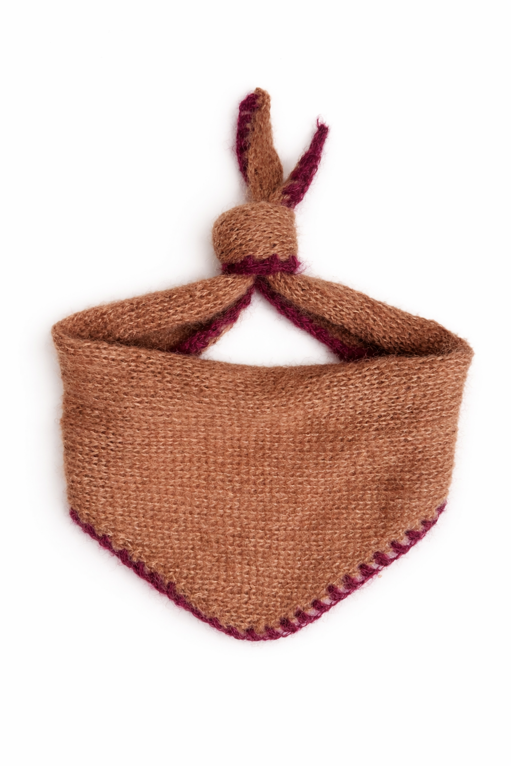 Foulard Mohair Camel & Bordeaux